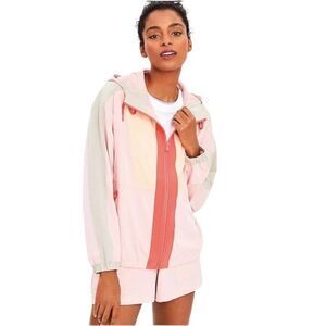 Lou & Grey Colorblock Wanderweave Windbreaker Jacket Medium Frosted Pink